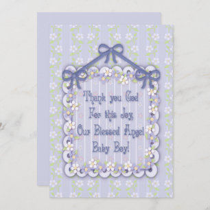 Nouveau Baby Boy Frilly Faire-part Card