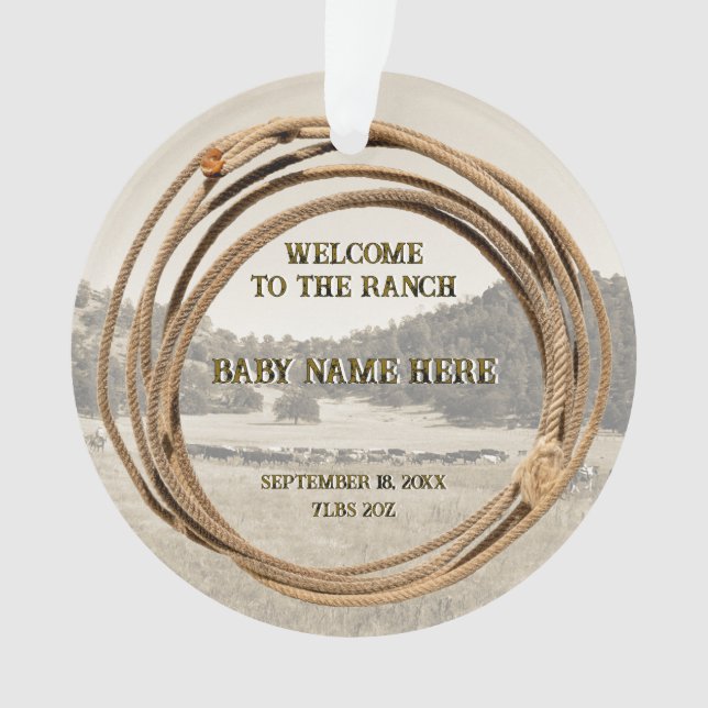 Nouveau bébé Cowboy ou Cowgirl avec Lariat Acryliq (devant)