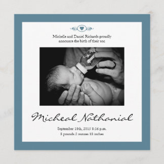 Nouveau bébé Faire-part de naissance bleu garçon