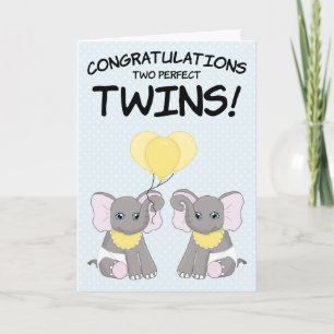 Nouveau Bébé Félicitations Deux Jumeaux Carte Bébé