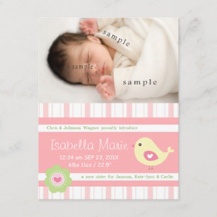 Nouveau bébé fille mignonne rose Faire-part de nai