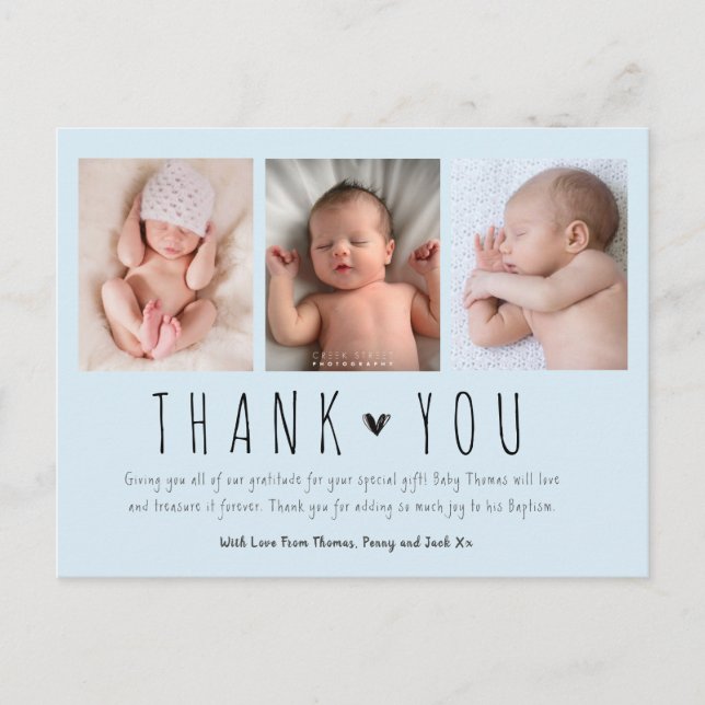 Nouveau bébé garçon, carte de remerciements photo  (Devant)