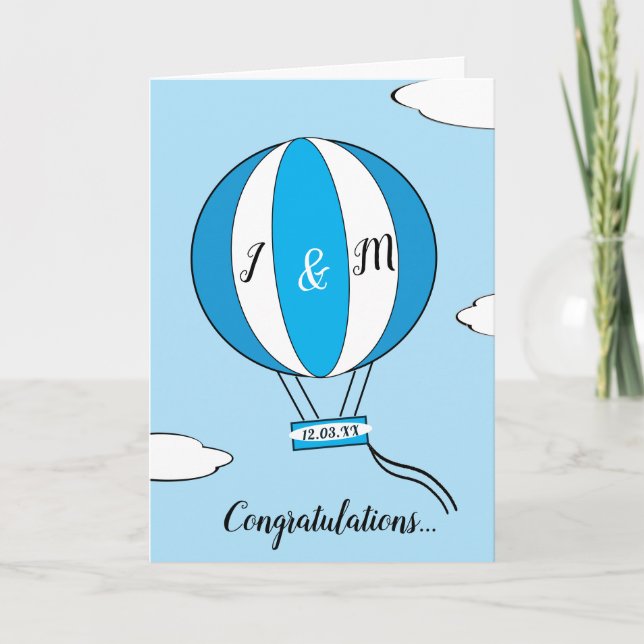 Nouveau bébé garçon d'arrivée carte de ballon d'ai (Devant)