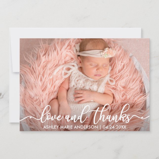 Nouveau bébé moderne Amour et Merci Carte photo W (Devant)