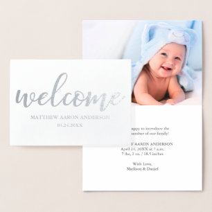 Nouveau bébé moderne Faire-part argent