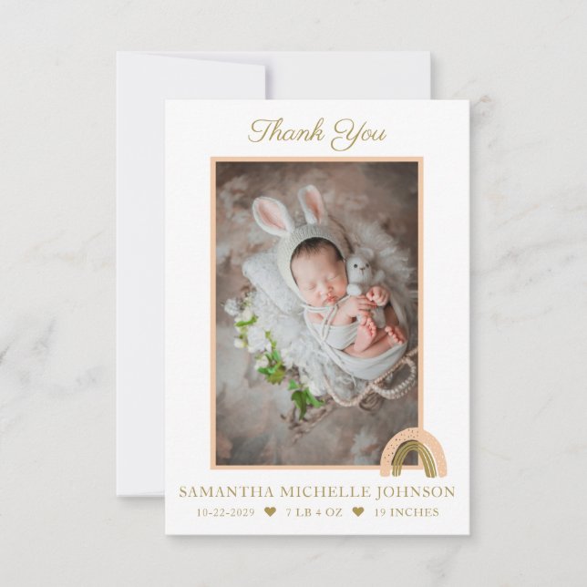 Nouveau bébé rose Boho Rainbow Photo Carte de reme (Devant)