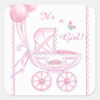 Nouveau Bébé Stickers Fille Buggy rose & Ballons