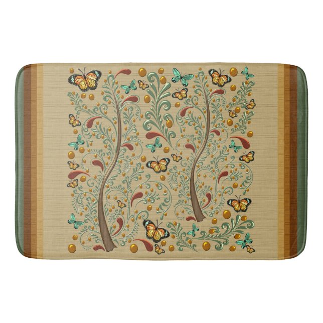 Nouveau Butterflies and Orange Trees Bath Mat (Front)