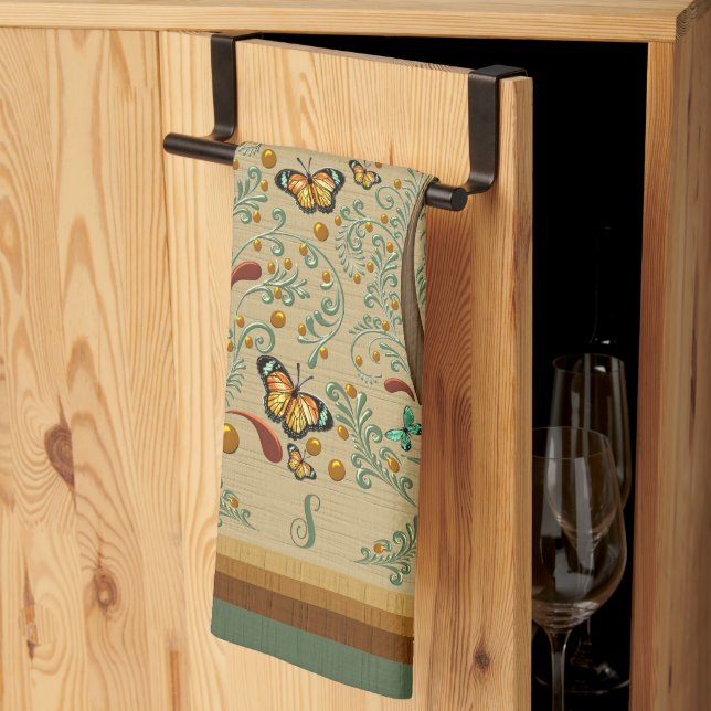 Nouveau Butterflies and Orange Trees Kitchen Towel (Thirds Fold)