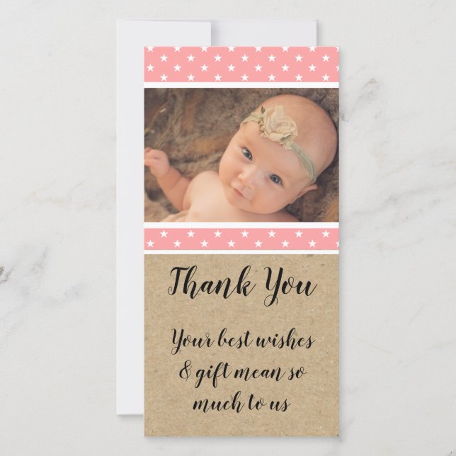 Nouveau cadeau bébé corail étoiles photo carte de  (Devant)