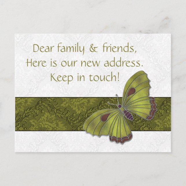 Nouveau Cartes d'adresses invités Papillon Brocade (Devant)