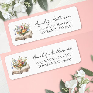 Nouveau Chapitre Adresse de Retour Livre Floral
