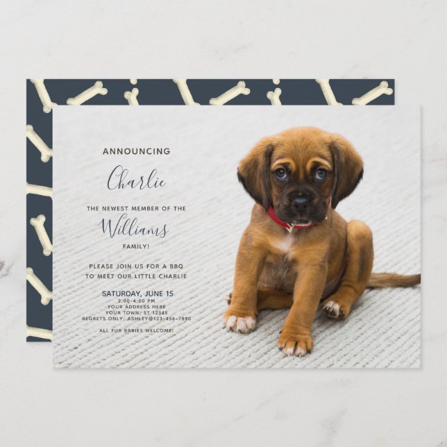 Nouveau Chien Chien Chien d'Adoption Faire-part Ph (Devant / Derrière)