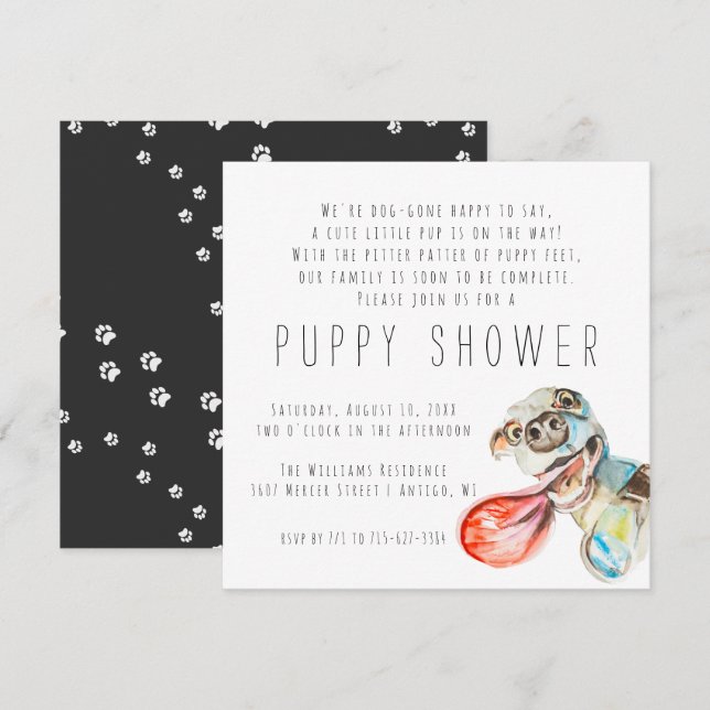 Nouveau chiot | Invitation à la douche de chiot (Devant / Derrière)