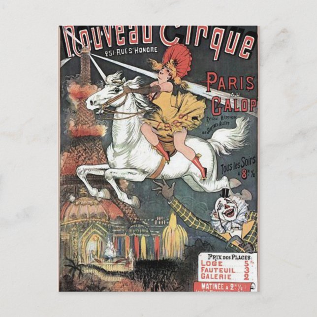 Nouveau Cirque Revuew Hippique Retro Theatre Postcard (Front)