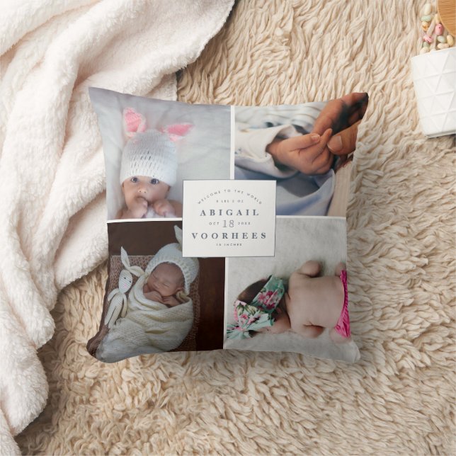 Nouveau collage photo bébé oreiller à lancer (Couverture)