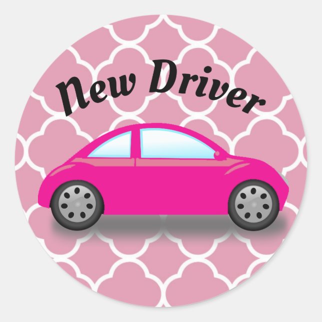 Nouveau conducteur Voiture rose sur Sticker Quatre (Devant)