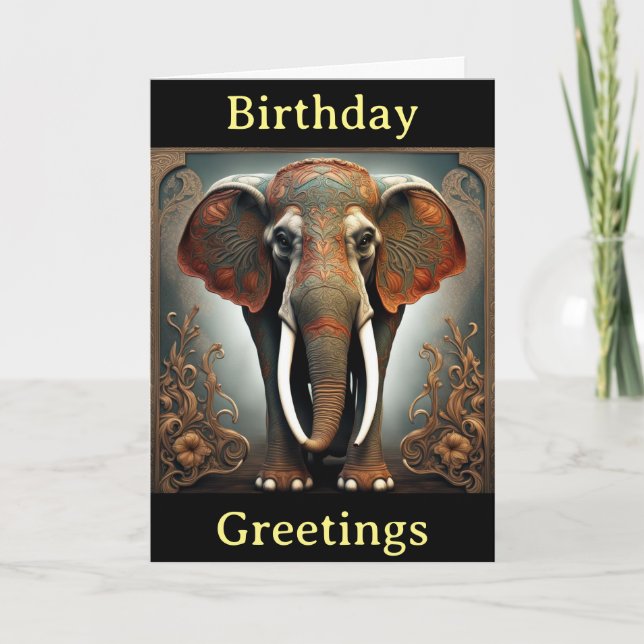 nouveau elephant birthday card (Front)