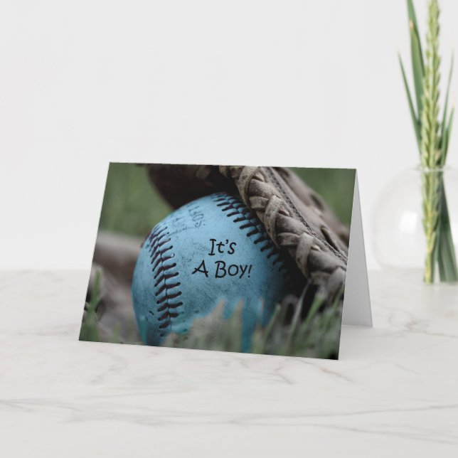 Nouveau Faire-part bébé avec baseball (Devant)