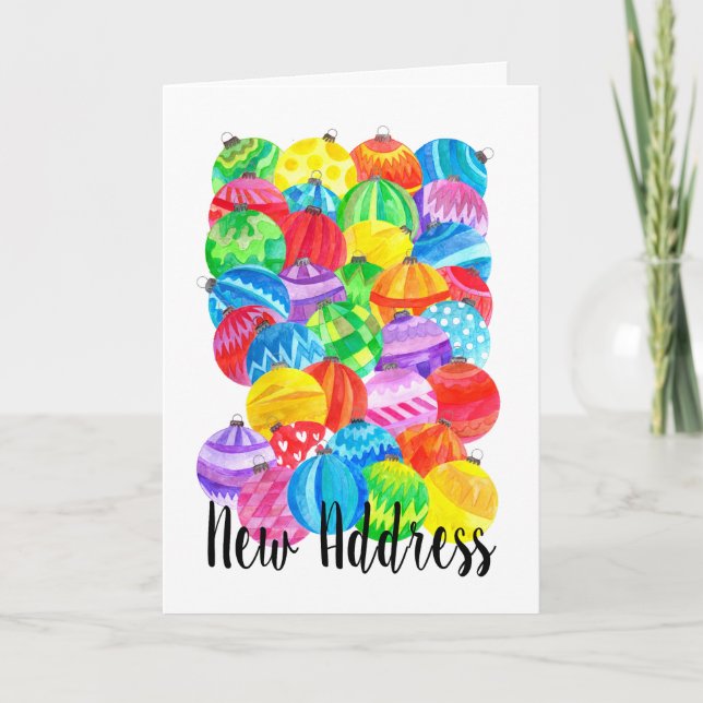 Nouveau Faire-part d'adresse, boules d'aquarelles (Devant)