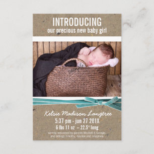 Nouveau faire-part de bébé avec la grande photo