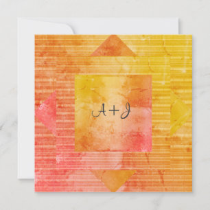 NOUVEAU FAIRE-PART DE MARIAGE ORANGE JAUNE RUSTIQU