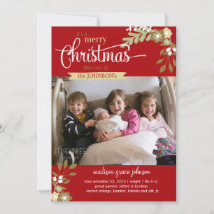 Nouveau Faire-part de Noël bébé nom personnalisé/p