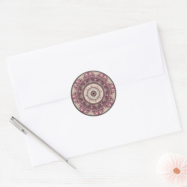 Nouveau Floral Mandala Classic Round Sticker (Envelope)