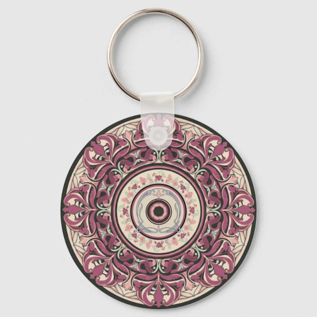 Nouveau Floral Mandala Keychain (Front)