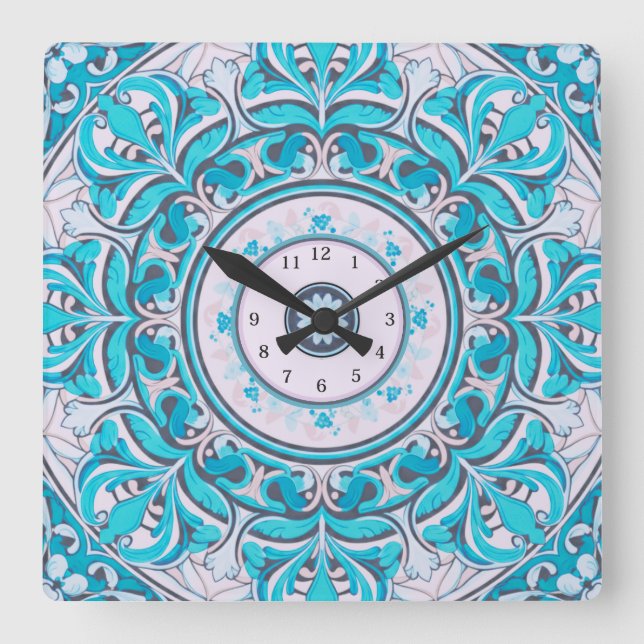 Nouveau Floral Mandala Wall Clock (Front)
