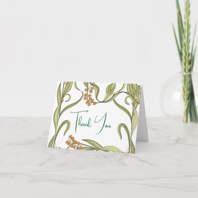 Nouveau Flower Wedding Thank You Card (Front)