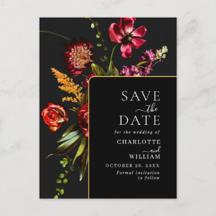 Nouveau Flowers Wedding Save the Date QR Code Postcard