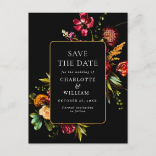 Nouveau Flowers Wedding Save the Date QR Code Postcard