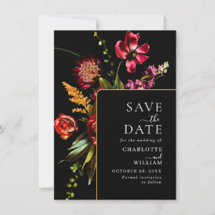 Nouveau Garden Flowers Wedding QR code Save The Date