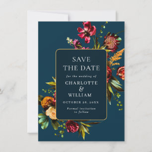 Nouveau Garden Flowers Wedding QR code Save The Date