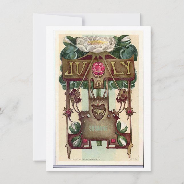 Nouveau July Leo zodiac birthday Invitation (Front)