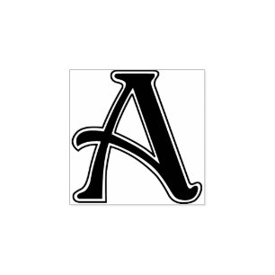 Nouveau Letter A Monogram Rubber Stamp