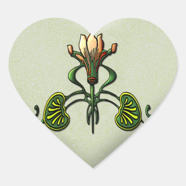 Nouveau Lilies (Heart-shaped Stickers) Heart Sticker (Front)