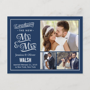 Nouveau M. et Mme Mariage Faire-part - Navy Blue