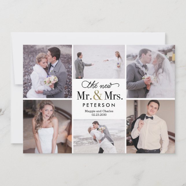 Nouveau M. et Mme Mariage Photo Carte de remerciem (Devant)