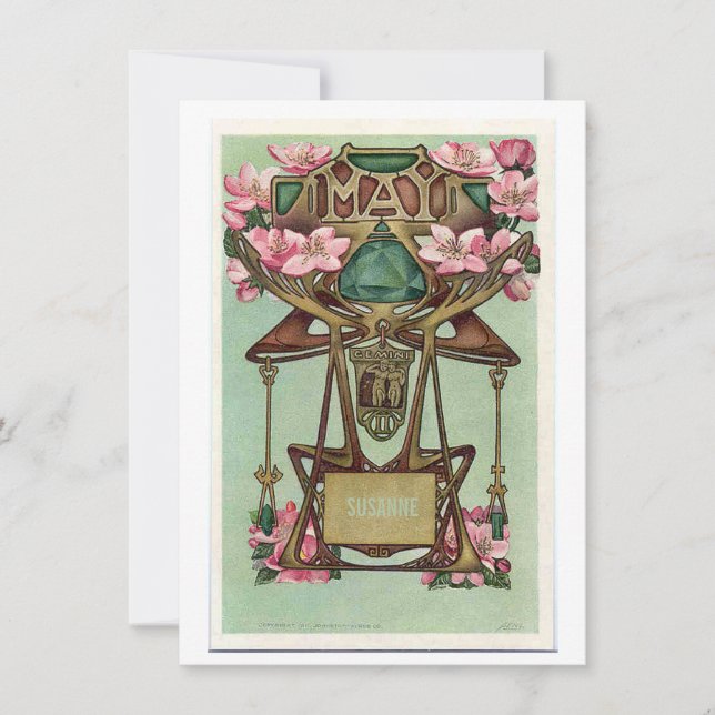 Nouveau May Gemini zodiac birthday Invitation (Front)