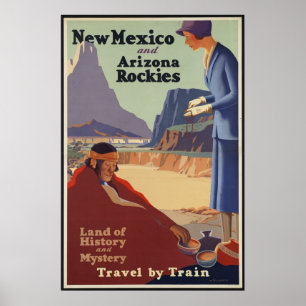 Nouveau-Mexique Arizona Vintage voyage Poster Ad R