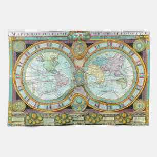 Nouveau Monde -Old-Cartographic-Maps Kitchen Towel