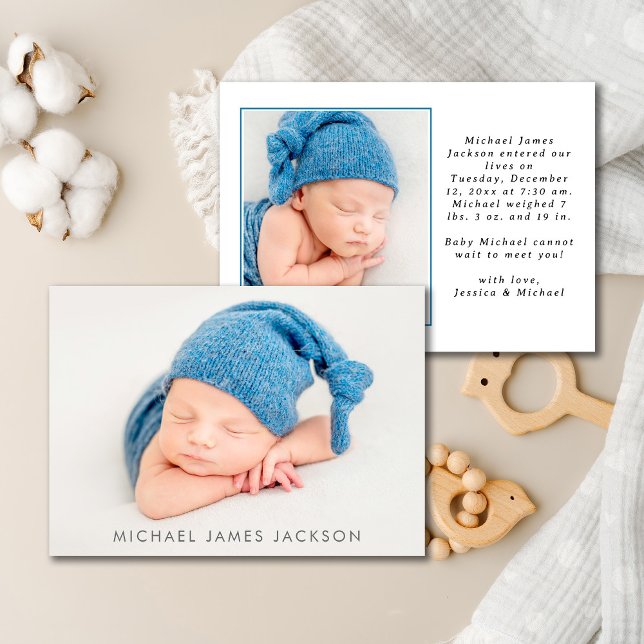 Nouveau-né Baby Boy Photo carte Faire-part plat (Créateur téléchargé)