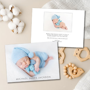Nouveau-né Baby Boy Photo carte Faire-part plat