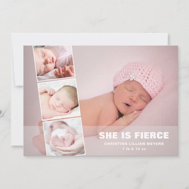 Nouveau-né bébé fille rose Faire-part de naissance (Devant)