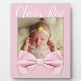 Nouveau né Pink Bow Baby Plaque photo