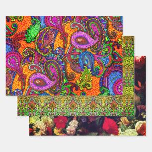 Nouveau Paisley Floral Sampler Wrapping Paper Sheet