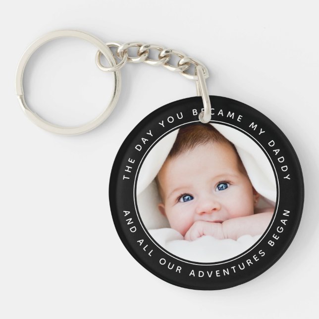 Nouveau papa bébé photo Keepsaké Porte - clé (Devant)