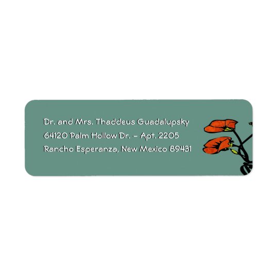 Nouveau Poppies on Patina Green (Return Address) Return Address Label